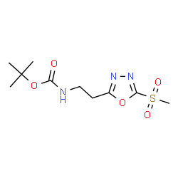 ChemSpider 2D Image | 2-Methyl-2-propanyl {2-[5-(methylsulfonyl)-1,3,4-oxadiazol-2-yl]ethyl}carbamate | C10H17N3O5S
