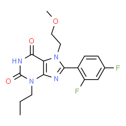 ChemSpider 2D Image | 8-(2,4-Difluorophenyl)-7-(2-methoxyethyl)-3-propyl-3,7-dihydro-1H-purine-2,6-dione | C17H18F2N4O3