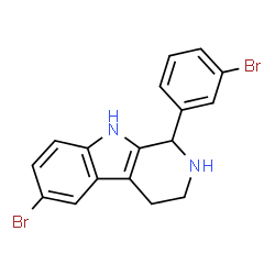 ChemSpider 2D Image | 6-Bromo-1-(3-bromophenyl)-2,3,4,9-tetrahydro-1H-beta-carboline | C17H14Br2N2