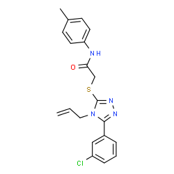 ChemSpider 2D Image | 2-{[4-Allyl-5-(3-chlorophenyl)-4H-1,2,4-triazol-3-yl]sulfanyl}-N-(4-methylphenyl)acetamide | C20H19ClN4OS