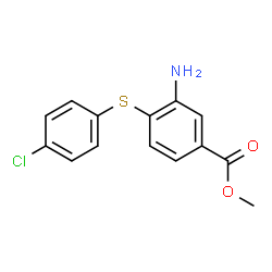 ChemSpider 2D Image | Methyl 3-amino-4-[(4-chlorophenyl)sulfanyl]benzoate | C14H12ClNO2S