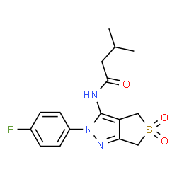 ChemSpider 2D Image | N-[2-(4-Fluorophenyl)-5,5-dioxido-2,6-dihydro-4H-thieno[3,4-c]pyrazol-3-yl]-3-methylbutanamide | C16H18FN3O3S