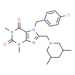 ChemSpider 2D Image | 7-(4-Chlorobenzyl)-8-[(3,5-dimethyl-1-piperidinyl)methyl]-1,3-dimethyl-3,7-dihydro-1H-purine-2,6-dione | C22H28ClN5O2