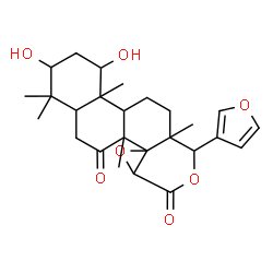 ChemSpider 2D Image | 10-(3-Furyl)-1,3-dihydroxy-4,4,6a,10a,12b-pentamethyldodecahydronaphtho[2,1-f]oxireno[d]isochromene-6,8(2H,7aH)-dione | C26H34O7