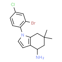 ChemSpider 2D Image | 1-(2-Bromo-4-chlorophenyl)-6,6-dimethyl-4,5,6,7-tetrahydro-1H-indol-4-amine | C16H18BrClN2