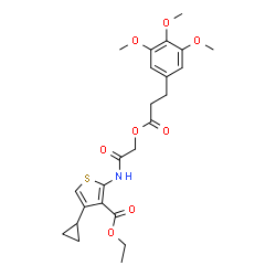 ChemSpider 2D Image | Ethyl 4-cyclopropyl-2-[({[3-(3,4,5-trimethoxyphenyl)propanoyl]oxy}acetyl)amino]-3-thiophenecarboxylate | C24H29NO8S
