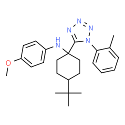 ChemSpider 2D Image | N-{4-tert-butyl-1-[1-(2-methylphenyl)-1,2,3,4-tetrazol-5-yl]cyclohexyl}-4-methoxyaniline | C25H33N5O