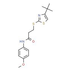 ChemSpider 2D Image | N-(4-Methoxyphenyl)-3-{[4-(2-methyl-2-propanyl)-1,3-thiazol-2-yl]sulfanyl}propanamide | C17H22N2O2S2