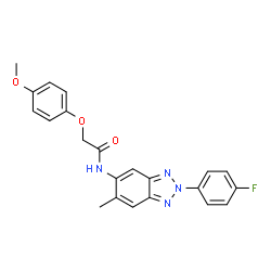 ChemSpider 2D Image | N-[2-(4-Fluorophenyl)-6-methyl-2H-benzotriazol-5-yl]-2-(4-methoxyphenoxy)acetamide | C22H19FN4O3