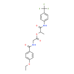 ChemSpider 2D Image | 1-Oxo-1-{[4-(trifluoromethyl)phenyl]amino}-2-propanyl N-(4-ethoxybenzoyl)glycinate | C21H21F3N2O5