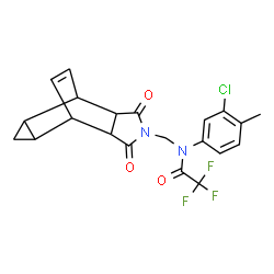 ChemSpider 2D Image | N-(3-Chloro-4-methylphenyl)-N-[(3,5-dioxo-4-azatetracyclo[5.3.2.0~2,6~.0~8,10~]dodec-11-en-4-yl)methyl]-2,2,2-trifluoroacetamide | C21H18ClF3N2O3