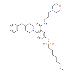 ChemSpider 2D Image | 2-(4-Benzyl-1-piperidinyl)-N-[3-(4-morpholinyl)propyl]-5-[(octylsulfonyl)amino]benzamide | C34H52N4O4S