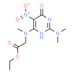 ChemSpider 2D Image | Ethyl N-[2-(dimethylamino)-5-nitro-6-oxo-3,6-dihydro-4-pyrimidinyl]-N-methylglycinate | C11H17N5O5