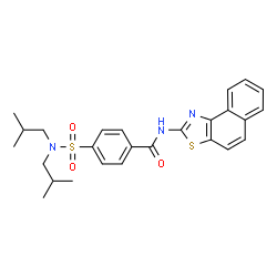 ChemSpider 2D Image | 4-(Diisobutylsulfamoyl)-N-(naphtho[1,2-d][1,3]thiazol-2-yl)benzamide | C26H29N3O3S2