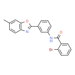 ChemSpider 2D Image | 2-Bromo-N-[3-(6-methyl-1,3-benzoxazol-2-yl)phenyl]benzamide | C21H15BrN2O2