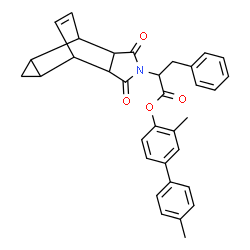 ChemSpider 2D Image | 3,4'-Dimethyl-4-biphenylyl 2-(3,5-dioxo-4-azatetracyclo[5.3.2.0~2,6~.0~8,10~]dodec-11-en-4-yl)-3-phenylpropanoate | C34H31NO4