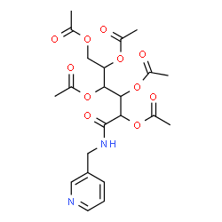 ChemSpider 2D Image | 6-Oxo-6-[(3-pyridinylmethyl)amino]-1,2,3,4,5-hexanepentayl pentaacetate | C22H28N2O11