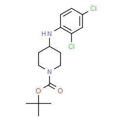 ChemSpider 2D Image | 2-Methyl-2-propanyl 4-[(2,4-dichlorophenyl)amino]-1-piperidinecarboxylate | C16H22Cl2N2O2