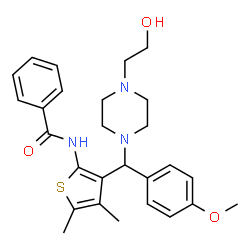ChemSpider 2D Image | N-(3-{[4-(2-Hydroxyethyl)-1-piperazinyl](4-methoxyphenyl)methyl}-4,5-dimethyl-2-thienyl)benzamide | C27H33N3O3S