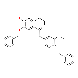 ChemSpider 2D Image | 7-(Benzyloxy)-1-[4-(benzyloxy)-3-methoxybenzyl]-6-methoxy-3,4-dihydroisoquinoline | C32H31NO4