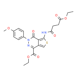 ChemSpider 2D Image | Ethyl 5-[(4-ethoxy-4-oxobutanoyl)amino]-3-(4-methoxyphenyl)-4-oxo-3,4-dihydrothieno[3,4-d]pyridazine-1-carboxylate | C22H23N3O7S