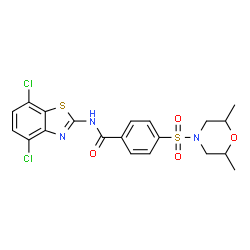 ChemSpider 2D Image | N-(4,7-Dichloro-1,3-benzothiazol-2-yl)-4-[(2,6-dimethyl-4-morpholinyl)sulfonyl]benzamide | C20H19Cl2N3O4S2