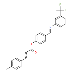 ChemSpider 2D Image | 4-[(E)-{[3-(Trifluoromethyl)phenyl]imino}methyl]phenyl 3-(4-methylphenyl)acrylate | C24H18F3NO2