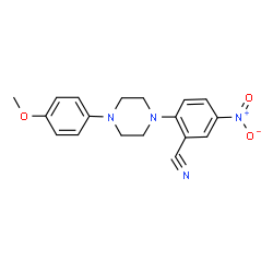 ChemSpider 2D Image | 2-[4-(4-Methoxyphenyl)-1-piperazinyl]-5-nitrobenzonitrile | C18H18N4O3