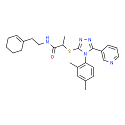 ChemSpider 2D Image | N-[2-(1-Cyclohexen-1-yl)ethyl]-2-{[4-(2,4-dimethylphenyl)-5-(3-pyridinyl)-4H-1,2,4-triazol-3-yl]sulfanyl}propanamide | C26H31N5OS