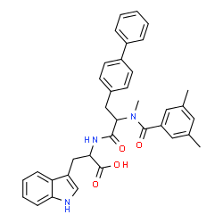 ChemSpider 2D Image | 2-({3-(4-Biphenylyl)-2-[(3,5-dimethylbenzoyl)(methyl)amino]propanoyl}amino)-3-(1H-indol-3-yl)propanoic acid | C36H35N3O4