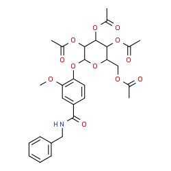 ChemSpider 2D Image | N-Benzyl-3-methoxy-4-[(2,3,4,6-tetra-O-acetylhexopyranosyl)oxy]benzamide | C29H33NO12