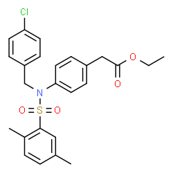 ChemSpider 2D Image | Ethyl (4-{(4-chlorobenzyl)[(2,5-dimethylphenyl)sulfonyl]amino}phenyl)acetate | C25H26ClNO4S