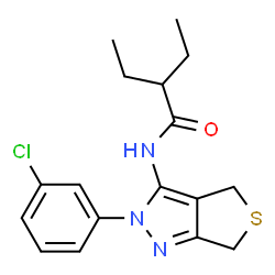 ChemSpider 2D Image | N-[2-(3-Chlorophenyl)-2,6-dihydro-4H-thieno[3,4-c]pyrazol-3-yl]-2-ethylbutanamide | C17H20ClN3OS