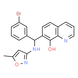 ChemSpider 2D Image | 7-{(3-Bromophenyl)[(5-methyl-1,2-oxazol-3-yl)amino]methyl}-8-quinolinol | C20H16BrN3O2