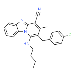 ChemSpider 2D Image | 1-(Butylamino)-2-(4-chlorobenzyl)-3-methylpyrido[1,2-a]benzimidazole-4-carbonitrile | C24H23ClN4