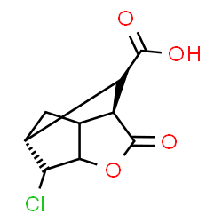 ChemSpider 2D Image | (1R,6S)-2-Chloro-5-oxo-4-oxatricyclo[4.2.1.0~3,7~]nonane-9-carboxylic acid | C9H9ClO4