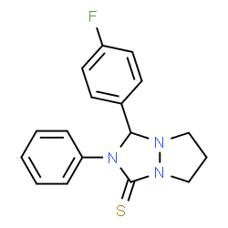 ChemSpider 2D Image | 3-(4-Fluorophenyl)-2-phenyltetrahydro-1H,5H-pyrazolo[1,2-a][1,2,4]triazole-1-thione | C17H16FN3S
