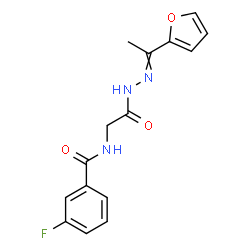 ChemSpider 2D Image | 3-Fluoro-N-(2-{2-[1-(2-furyl)ethylidene]hydrazino}-2-oxoethyl)benzamide | C15H14FN3O3