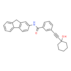 ChemSpider 2D Image | N-(9H-Fluoren-2-yl)-3-[(1-hydroxycyclohexyl)ethynyl]benzamide | C28H25NO2