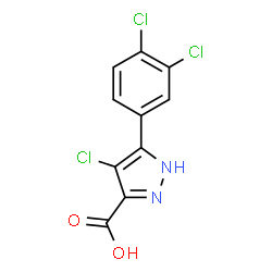 ChemSpider 2D Image | 4-Chloro-5-(3,4-dichlorophenyl)-1H-pyrazole-3-carboxylic acid | C10H5Cl3N2O2