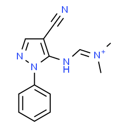 ChemSpider 2D Image | [(4-Cyano-1-phenyl-1H-pyrazol-5-yl)amino]-N,N-dimethylmethaniminium | C13H14N5