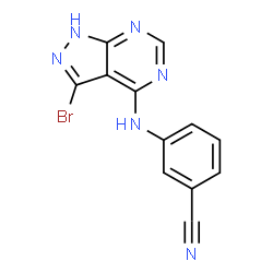 ChemSpider 2D Image | 3-[(3-Bromo-1H-pyrazolo[3,4-d]pyrimidin-4-yl)amino]benzonitrile | C12H7BrN6