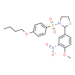 ChemSpider 2D Image | 3-[(4-Butoxyphenyl)sulfonyl]-2-(4-methoxy-3-nitrophenyl)-1,3-thiazolidine | C20H24N2O6S2