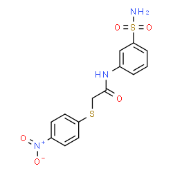 ChemSpider 2D Image | 2-[(4-Nitrophenyl)sulfanyl]-N-(3-sulfamoylphenyl)acetamide | C14H13N3O5S2
