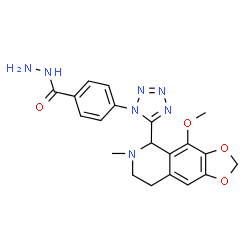 ChemSpider 2D Image | 4-[5-(4-Methoxy-6-methyl-5,6,7,8-tetrahydro[1,3]dioxolo[4,5-g]isoquinolin-5-yl)-1H-tetrazol-1-yl]benzohydrazide | C20H21N7O4