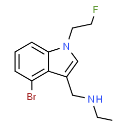 ChemSpider 2D Image | N-{[4-Bromo-1-(2-fluoroethyl)-1H-indol-3-yl]methyl}ethanamine | C13H16BrFN2