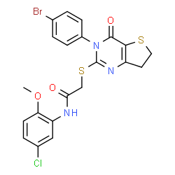 ChemSpider 2D Image | 2-{[3-(4-Bromophenyl)-4-oxo-3,4,6,7-tetrahydrothieno[3,2-d]pyrimidin-2-yl]sulfanyl}-N-(5-chloro-2-methoxyphenyl)acetamide | C21H17BrClN3O3S2