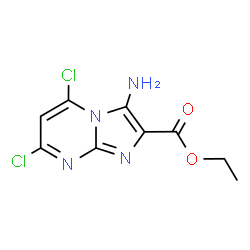 ChemSpider 2D Image | Ethyl 3-amino-5,7-dichloroimidazo[1,2-a]pyrimidine-2-carboxylate | C9H8Cl2N4O2