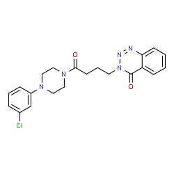 ChemSpider 2D Image | 3-{4-[4-(3-Chlorophenyl)-1-piperazinyl]-4-oxobutyl}-1,2,3-benzotriazin-4(3H)-one | C21H22ClN5O2