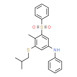 ChemSpider 2D Image | 3-(Isobutylsulfanyl)-4-methyl-N-phenyl-5-(phenylsulfonyl)aniline | C23H25NO2S2
